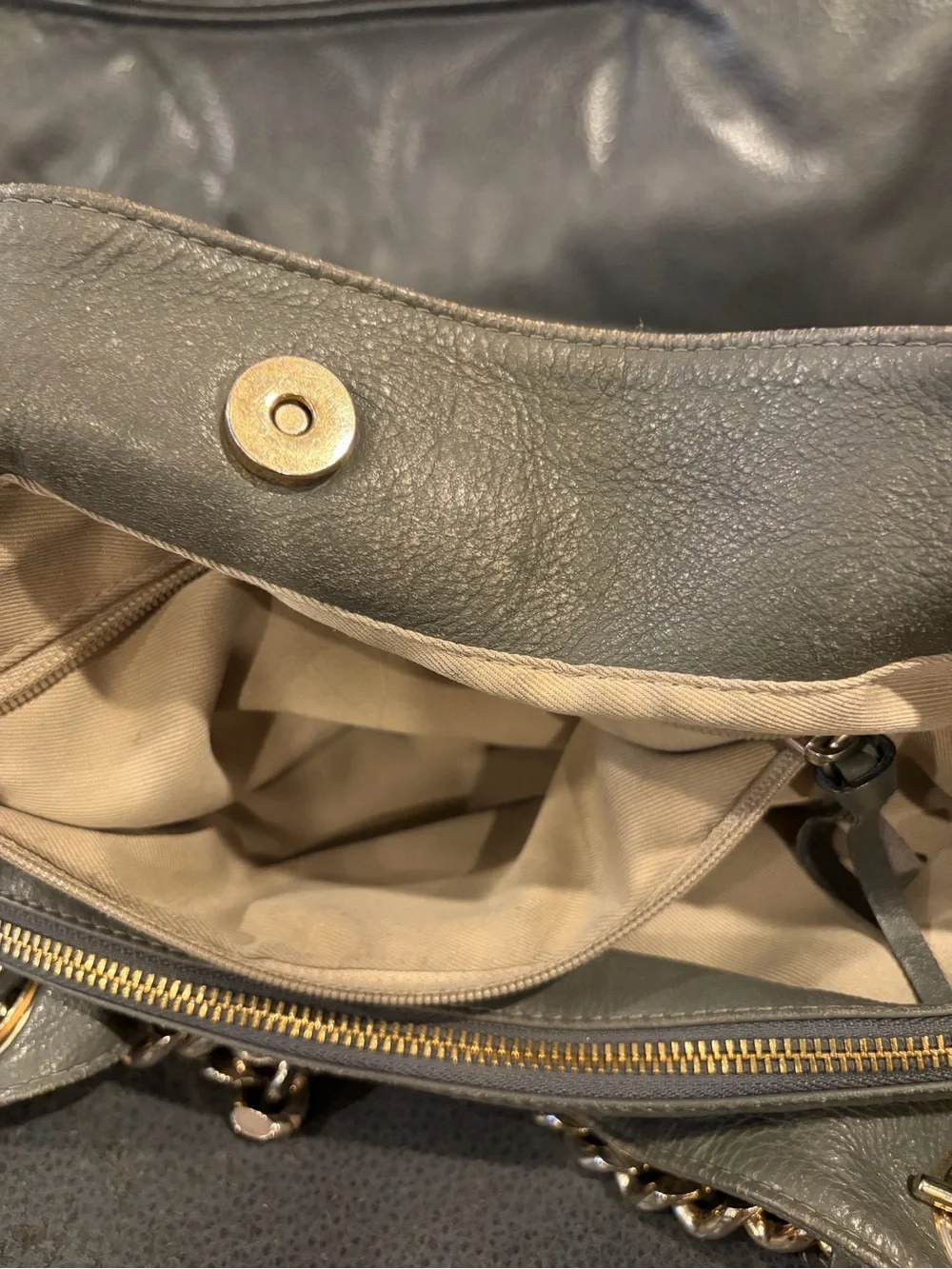 Valentino Olive Green Leather Hobo with Tassel and Gold Hardware